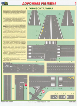 ПС42 Дорожная разметка (ламинированная бумага, А2, 2 листа) - Плакаты - Автотранспорт - ohrana.inoy.org